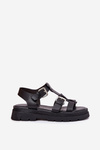 Ladies Eco Leather Sandals With Buckles Black Jeneliena