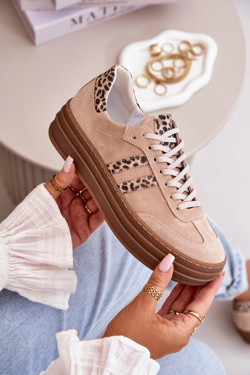 Sneakersy Zamszowe Na Platformie Panterka Różowe Zazoo N1068S4