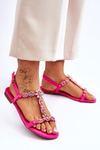 Women's Suede Sandals With Stones Fuchsia Calabrio