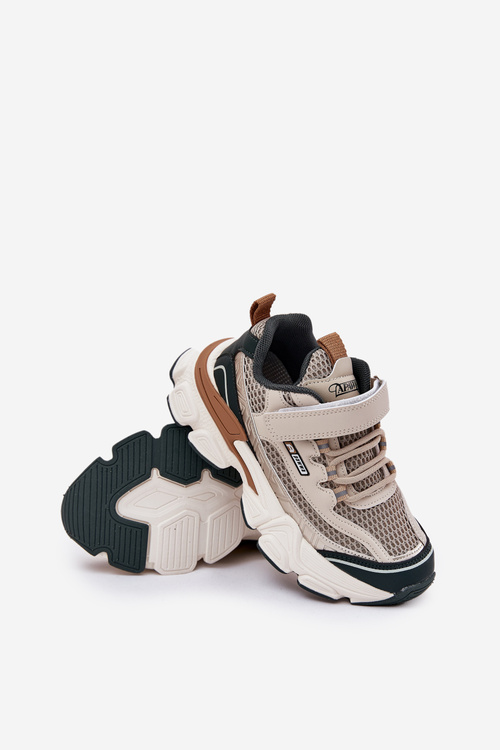 Sneakers Sports Shoes For Children With Velcro Beige Ronivelle