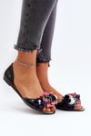 Women's Rubber Ballerina Flats with Flowers Black Junikla