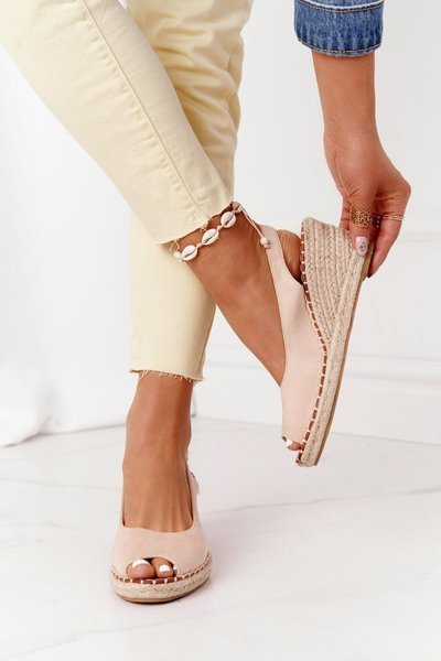 Braided Wedge Sandals Beige Las Palomas
