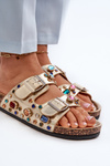 Embellished Women's Slides With Buckles S.Barski MY121 Gold