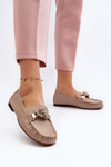 Women's Leather Moccasins with Decoration Laura Messi 2761 Beige