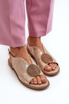 Women's sandals with ornament on flat heel S.Barski KV24-057 Golden