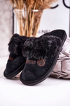 Women's Home Slippers With Fur Black Teddy