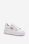 Perforated sneakers with golden detail white Cassildi