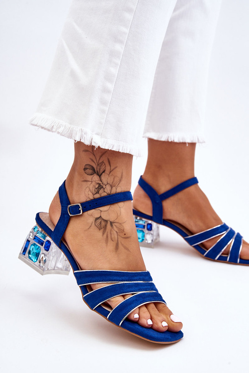 Suede Sandals With Crystals Blue Callan