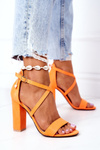 Zamszowe Sandały Na Słupku Pomarańczowe Dance With Me