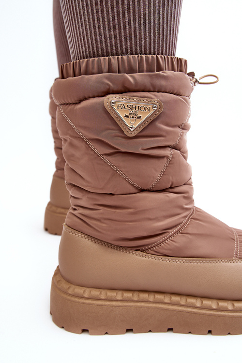 Women's snow boots on thick sole in dark beige Lureta