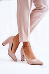 Classic Suede Pumps On A Heel Beige Kendra