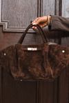 Bag Made of Natural Suede Chocolate Fiorenza