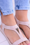 Women's Pink Riben Elastic Rubber Sandals