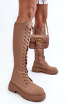 Lace-Up Insulated Ankle Boots Dark Beige Bergdis