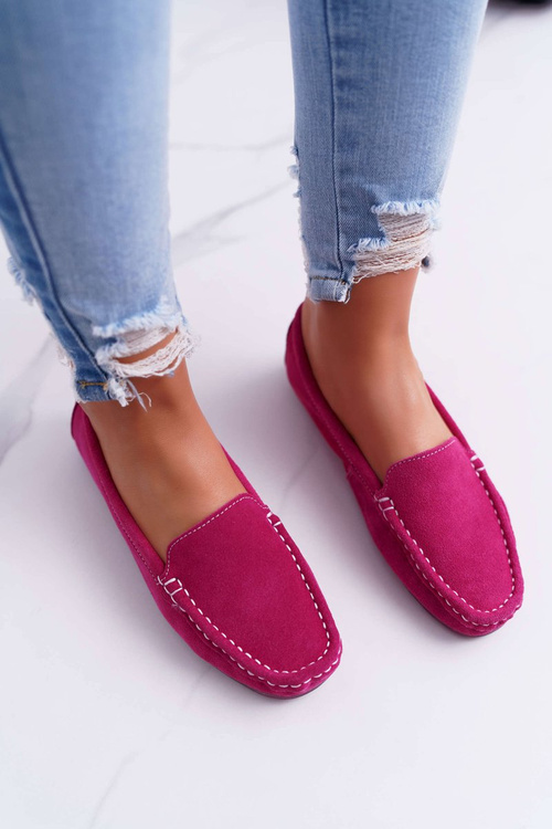 Women's Moccasins Suede Leather Fuchsia Tenzion