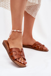 Women Slippers Made Of Eco Leather Camel Lisanoria
