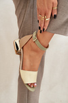 Leather sandals on gold heel beige Laura Messi 2143
