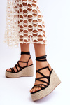 Leather Wedge Sandals Black Margaritt