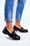 Women's Moccasins Leather Lacquered Black Nicole 2589