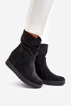Boots With Ruffled Upper On Hidden Wedge Black Zinradea