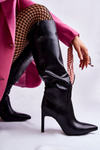 Leather Boots On A Stiletto Black Rissa