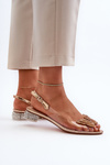 Transparent sandals with low heel with butterfly gold D&A MR38-388
