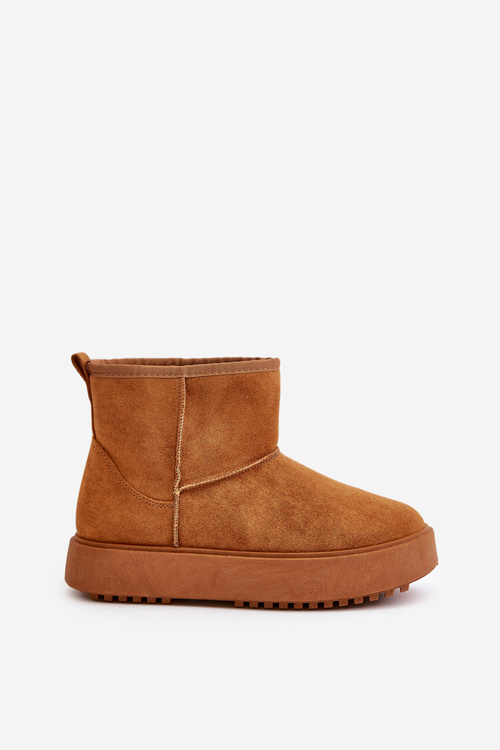 Womens Snow Boots On Platform Made Of Eco Suede Camel Atteria