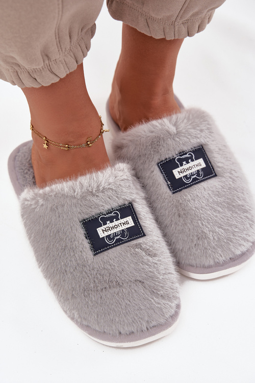 Home Shoes Women's Furry Gray Slippers Maelis