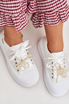 Women's Platform Sneakers With Decorative Lacing White Tivora