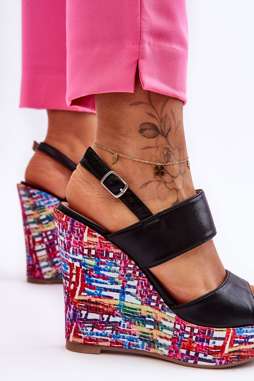 Women's Wedge Sandals Black Calderia