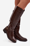 Insulated Women's Boots With Flat Heel And Decorative Detail Chocolate Renaya