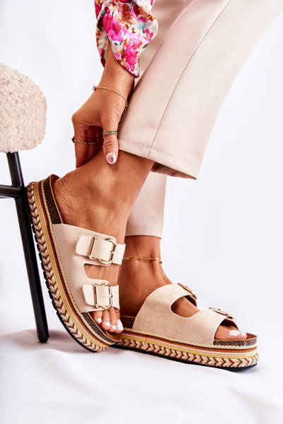 Women's Slippers On the Platform Beige Melisa