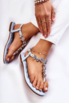 Comfortable Women's Sandals Flip-Flops With Ornaments Blue Briven