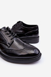 Półbuty Męskie Eleganckie Lakier Czarne Gustavo 9Y259-10
