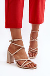 Beige Strappy Wedge Sandals Herfiana
