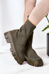 Elastic Fabric Boots On The Platform Green Inspiration