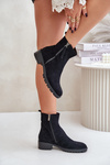 Suede Flat Heeled Boots Black Innabelle