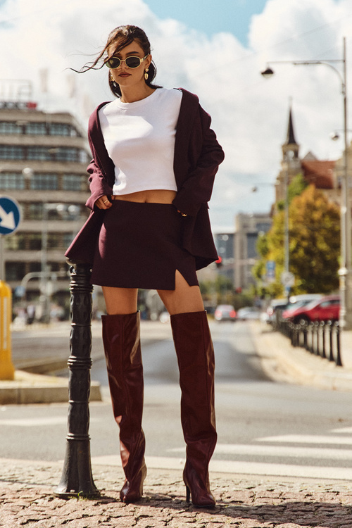 Women's High Heel Slip-On Boots Bordeaux Mavilla