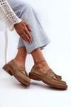 Women's Suede Loafers with Fringes D&A Brown