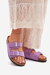 Women's Cork Platform Sandals With Buckles Purple Evisolla