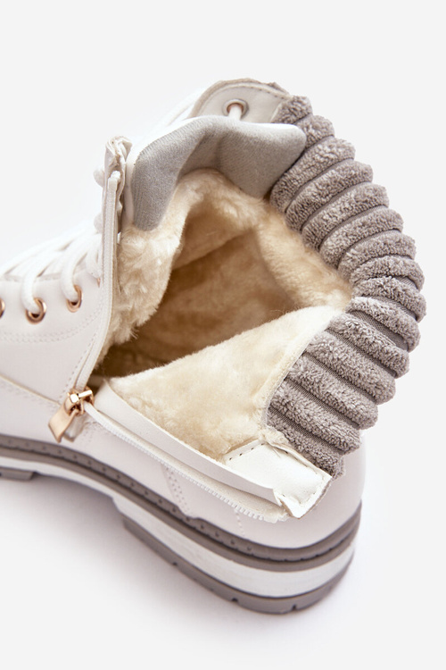 Trapery Damskie Skóra Ocieplane Białe Katalis 23BT26-6510