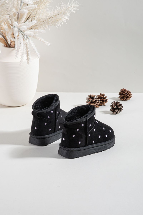 Children's Snow Boots With Hearts Black Gracina