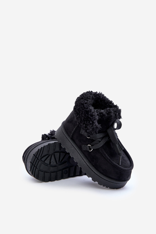 Snow Boots Kids Insulated with Fur Black Adelane