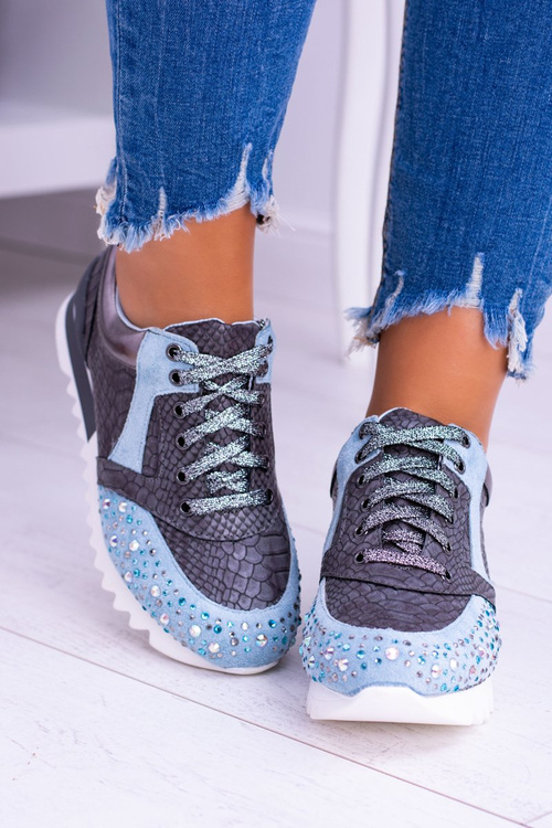 Blue Women's Sports Shoes with Sequins Lu Boo Infinitiale