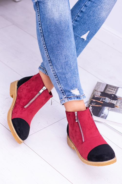 Lu Boo Suede Maroon Boots With Zippers Inez