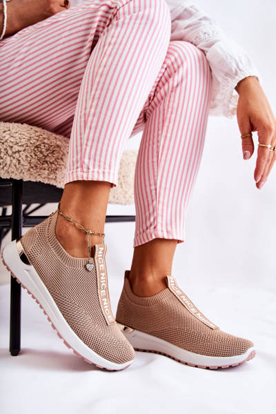 Buty Sportowe Damskie Wsuwane Beżowe Ardenza
