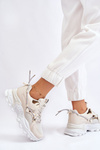 Women's Sport Shoes Laced On The Platform Beige Minea