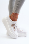 White Women's Leather Platform Sneakers Pernalia