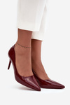 Patent eco leather women's high heels with pointed toes Bordeaux Jadira