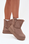 Women's Snow Boots On Platform With Fur Dark Beige Evelira